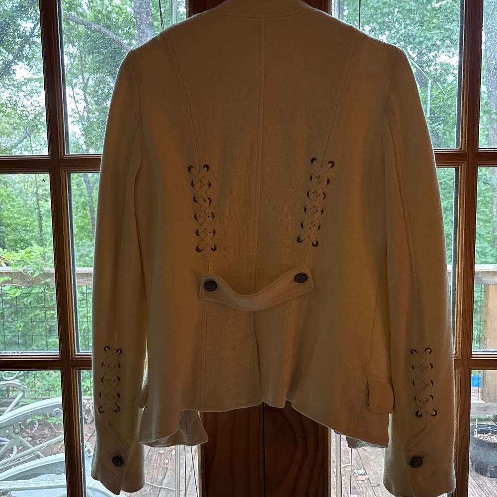 Free People Asymmetrical Button Front Corset Back Blazer